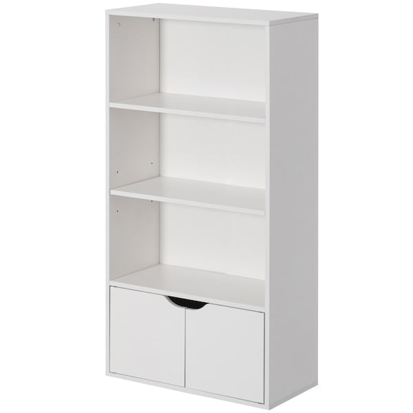 Basicwise 47-in. White 3 Tier Open Book Shelf and Bookcases w/2 Doors Storage Cabinet and 1 Adjustable Shelf QI004656.WT - main